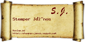 Stemper János névjegykártya
